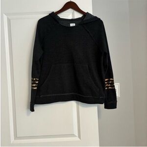 Evereve Peyton Jensen Dark Gray Hoodie with Leopard Detail